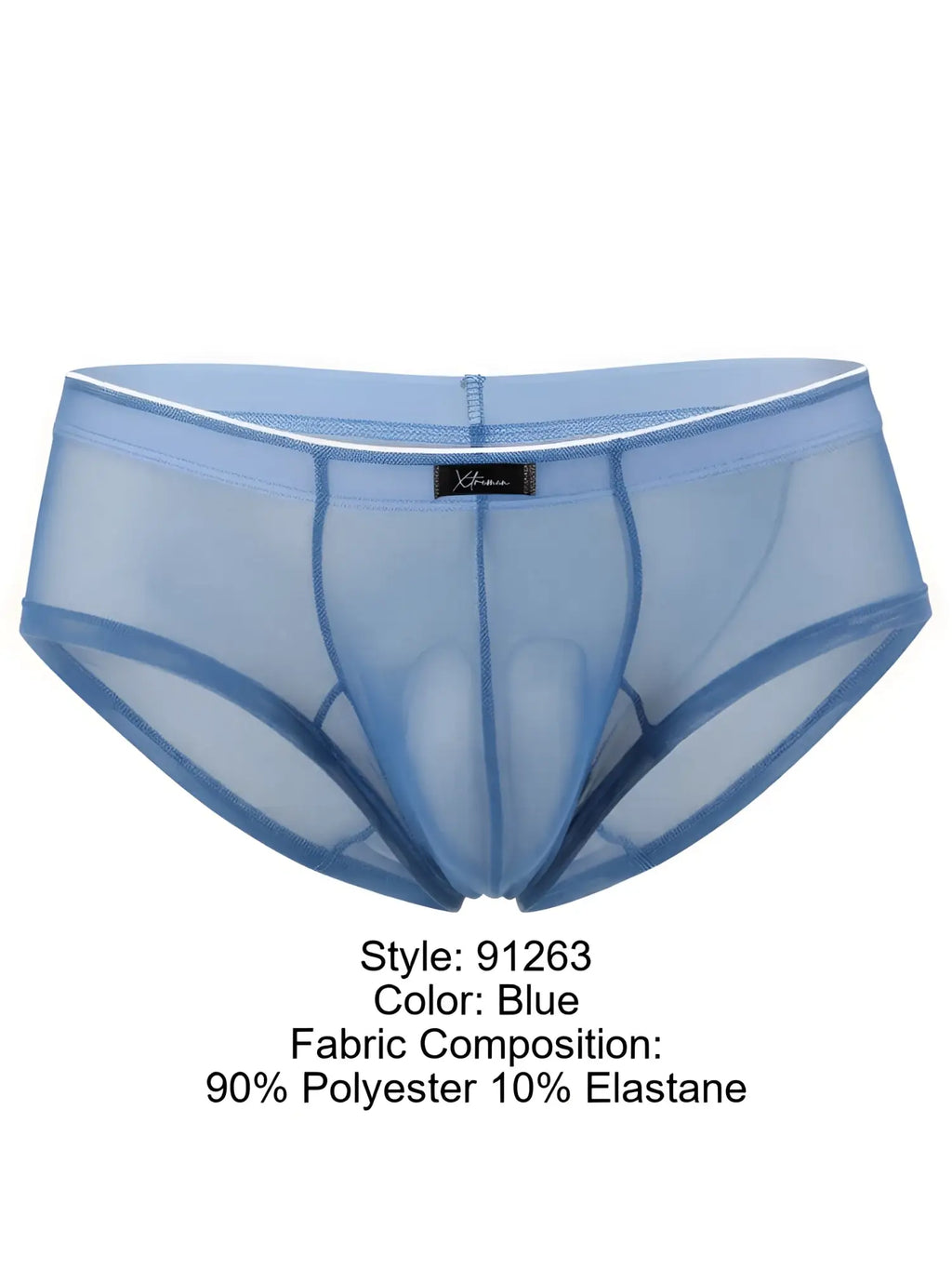 Xtremen style 91263 blue mesh bikini briefs in polyester and elastane.