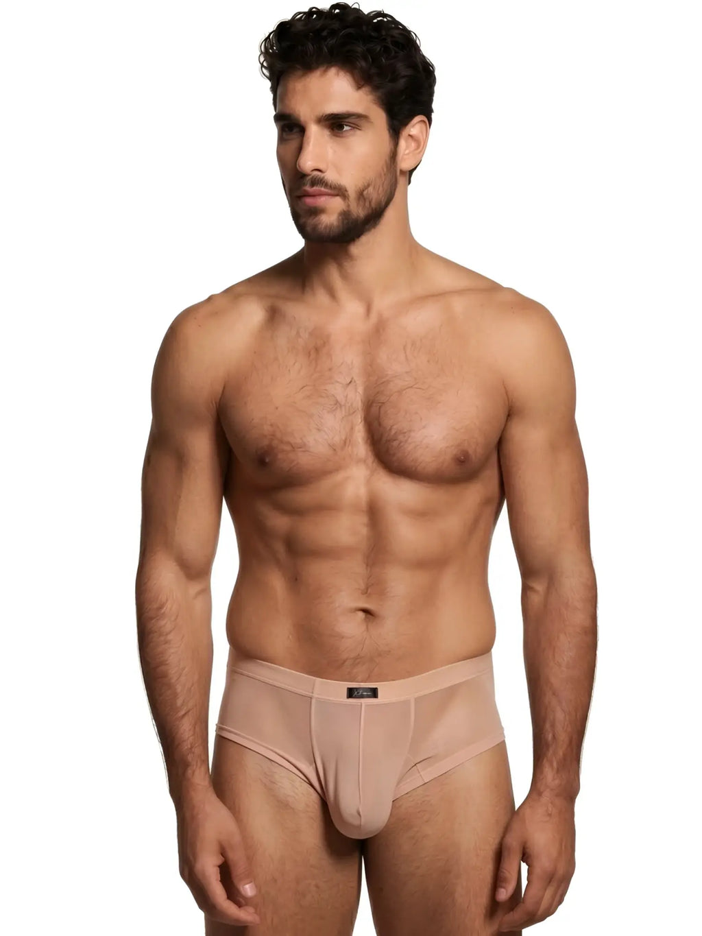 Xtremen sheer nude bikini brief. Model 91280. Lightweight, breathable mesh fabric. Men's underwear.