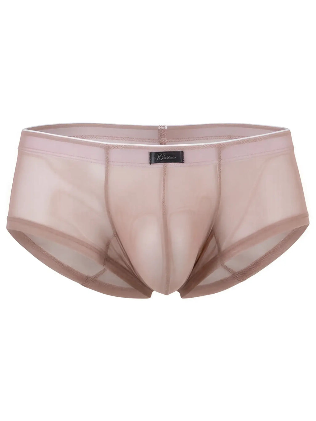 Xtremen beige mesh bikini brief. Lightweight, sheer fabric with branded waistband. Essential style for everyday wear.