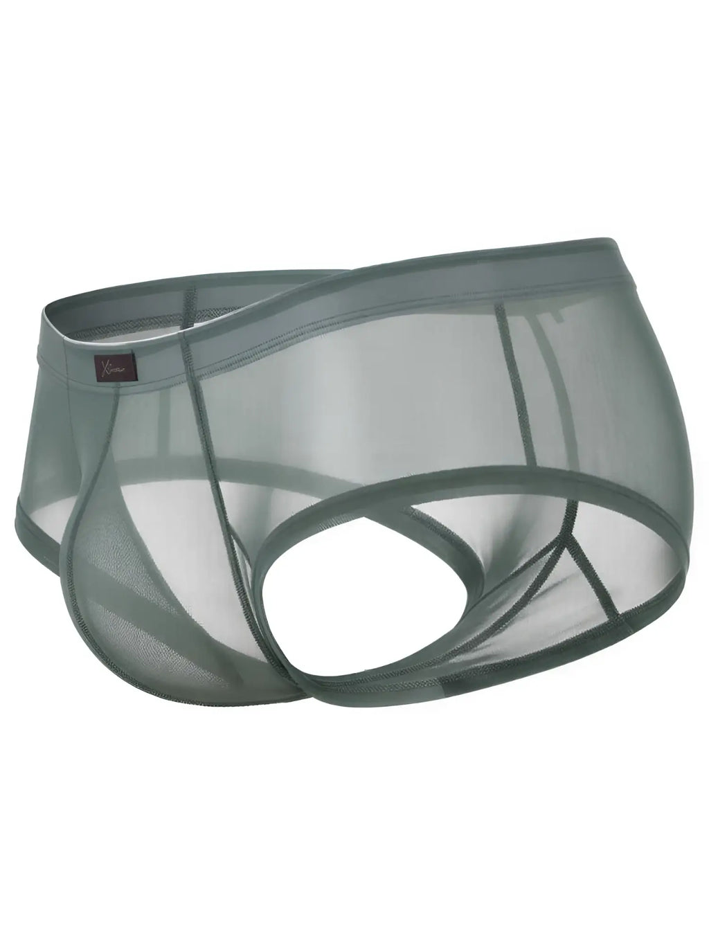 Xtremen grey sheer mesh bikini briefs. Minimalist design for a breathable, lightweight fit.