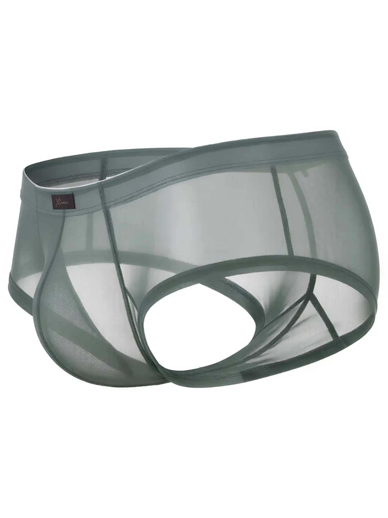 Xtremen grey sheer mesh bikini briefs. Minimalist design for a breathable, lightweight fit.