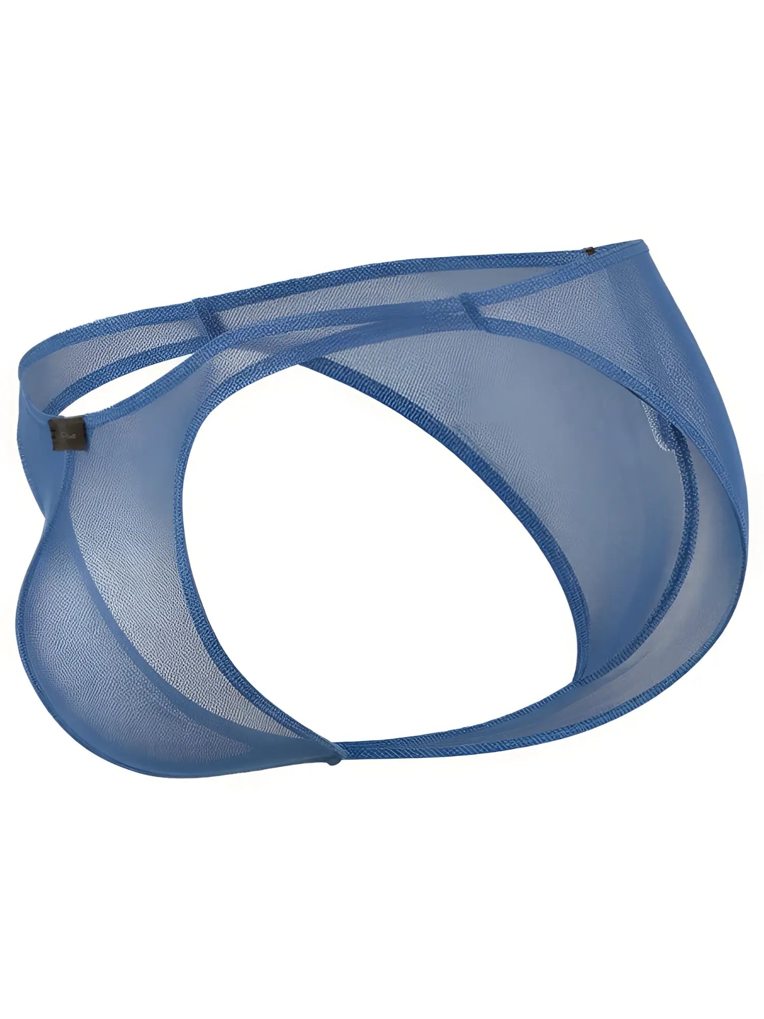 Xtremen blue mesh jockstrap. Low-rise athletic style with open-side design for a secure fit.