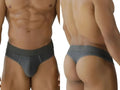 Xtremen 91268 gray microfiber mesh thong shown in front and back product views.