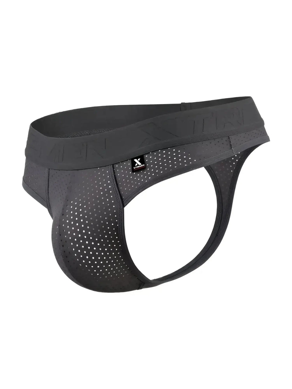 Xtremen 91268 gray microfiber mesh thong, studio product view.