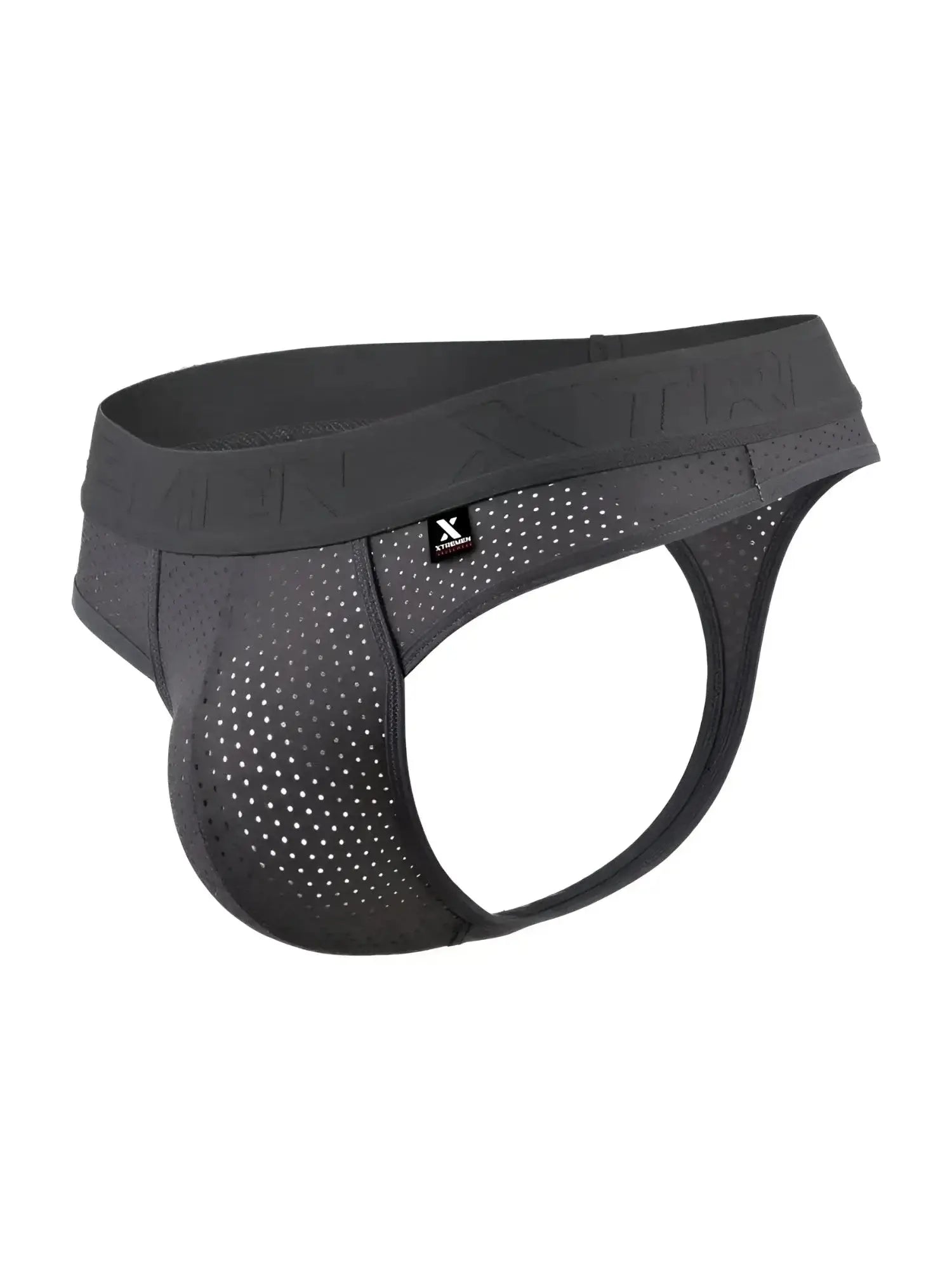 Xtremen 91268 gray microfiber mesh thong, studio product view.