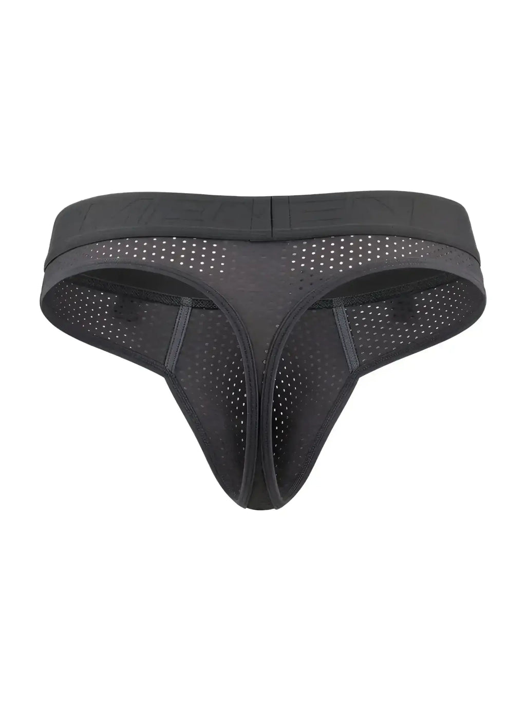 Front view of the gray Xtremen 91268 microfiber mesh thong.