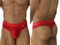 Xtremen 91268 red microfiber mesh thong shown from the front and back.