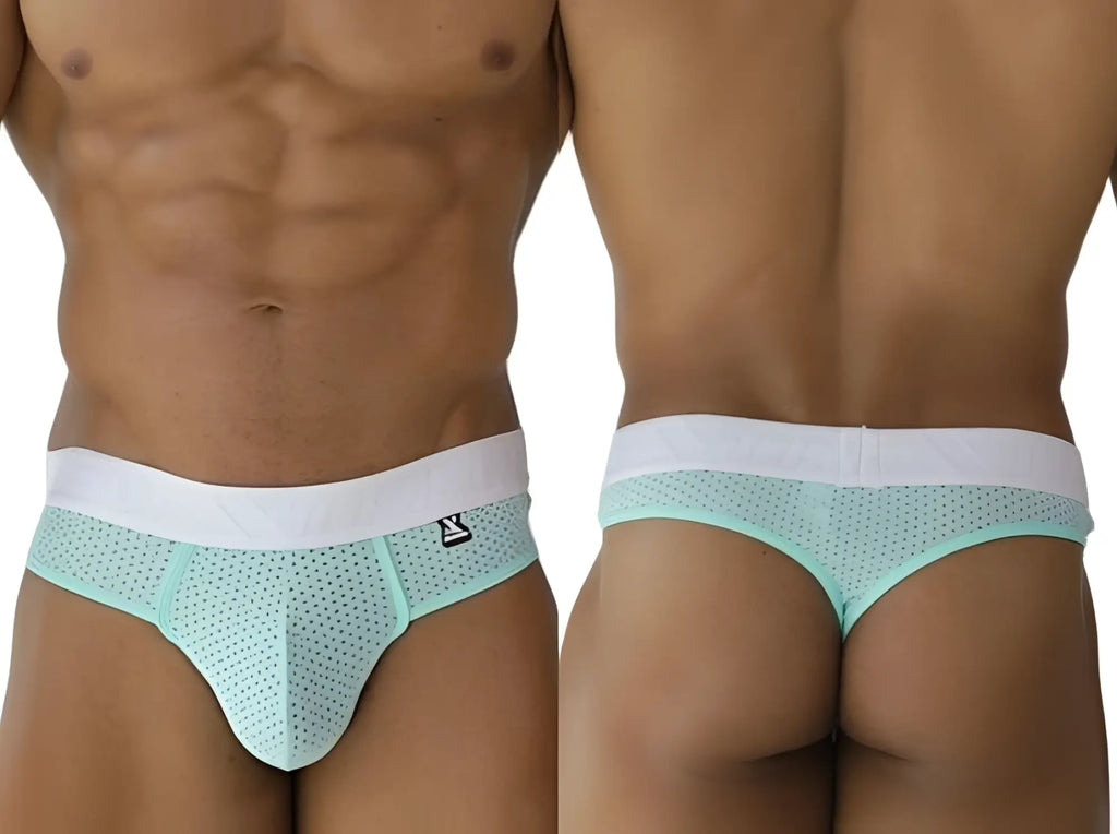 Xtremen 91268 Microfiber Mesh thong in seawater; front and back view on a model.