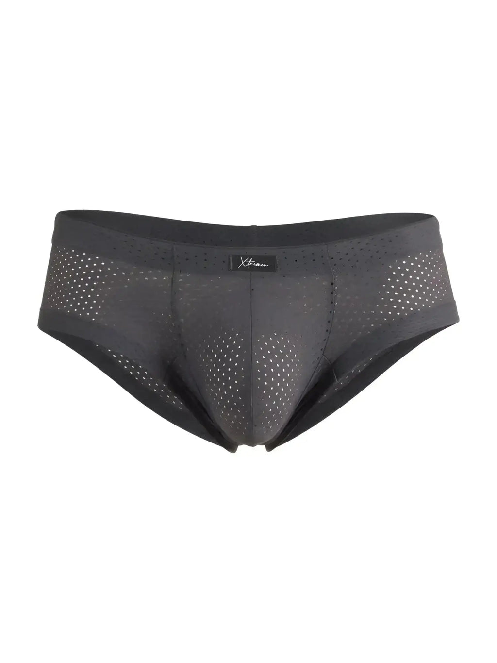 Xtremen 91269 gray microfiber mesh briefs, front view.