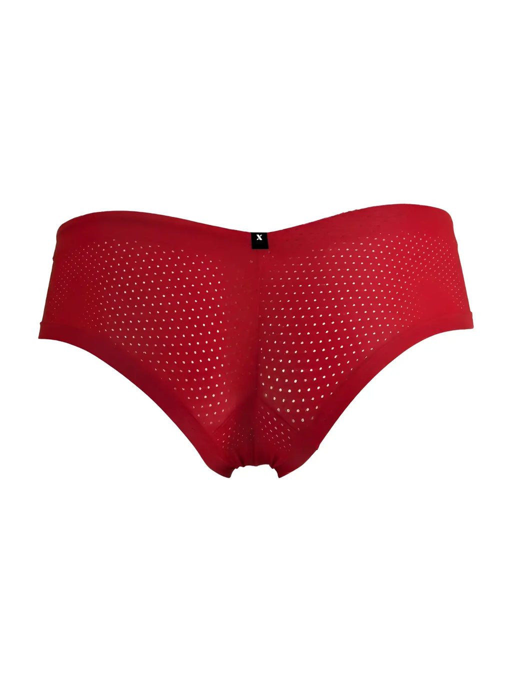 Xtremen 91269 microfiber mesh briefs in red, back view showing the perforated fabric design.