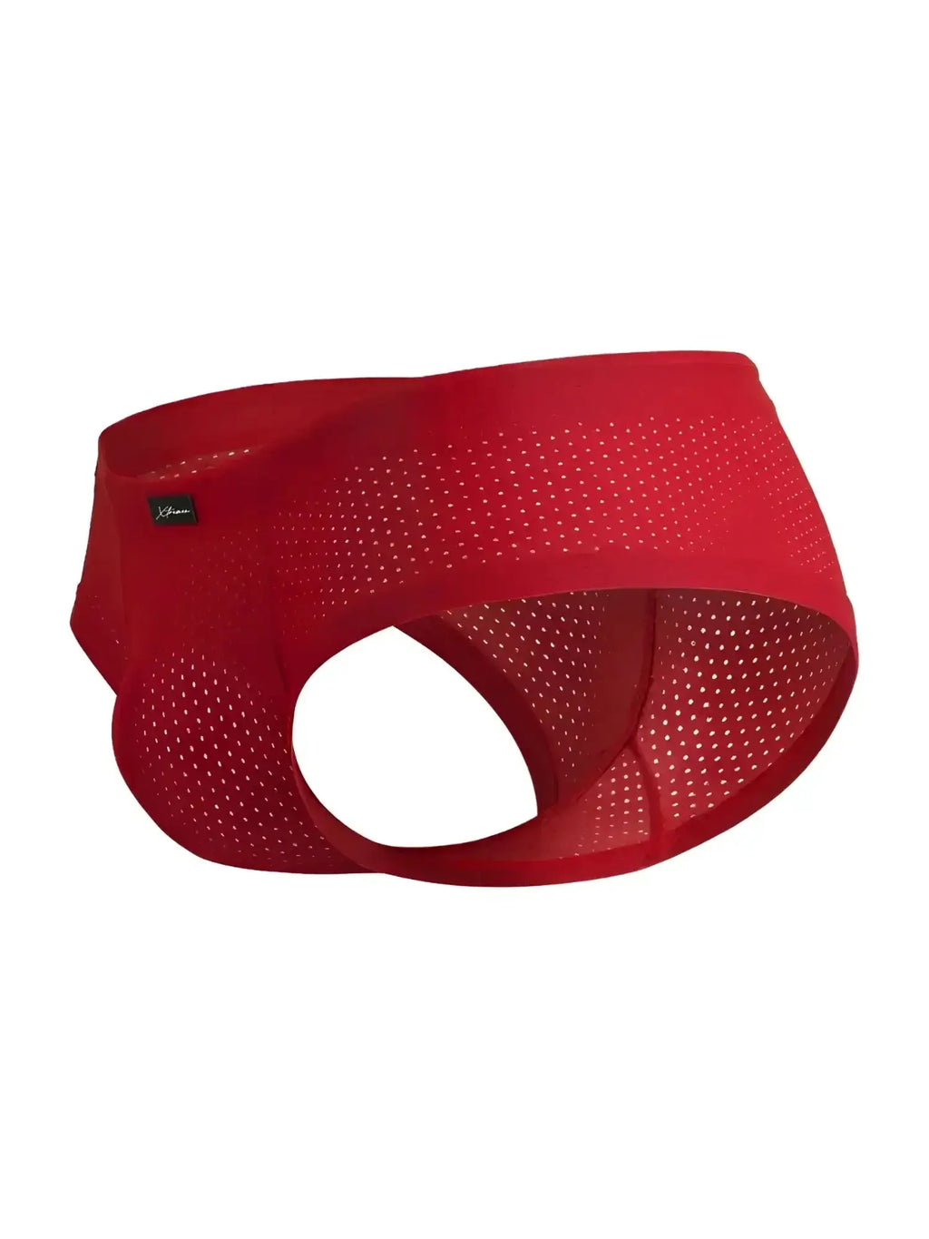 Front view of red Xtremen 91269 microfiber mesh briefs.