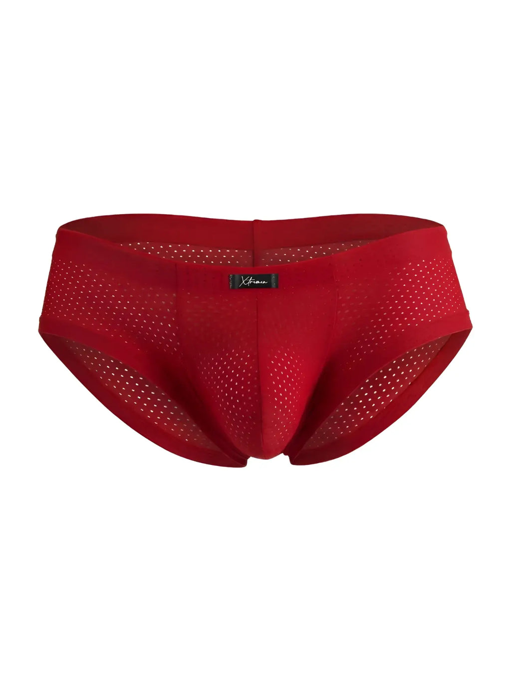 Front view of Xtremen 91269 Microfiber Mesh Briefs in red.