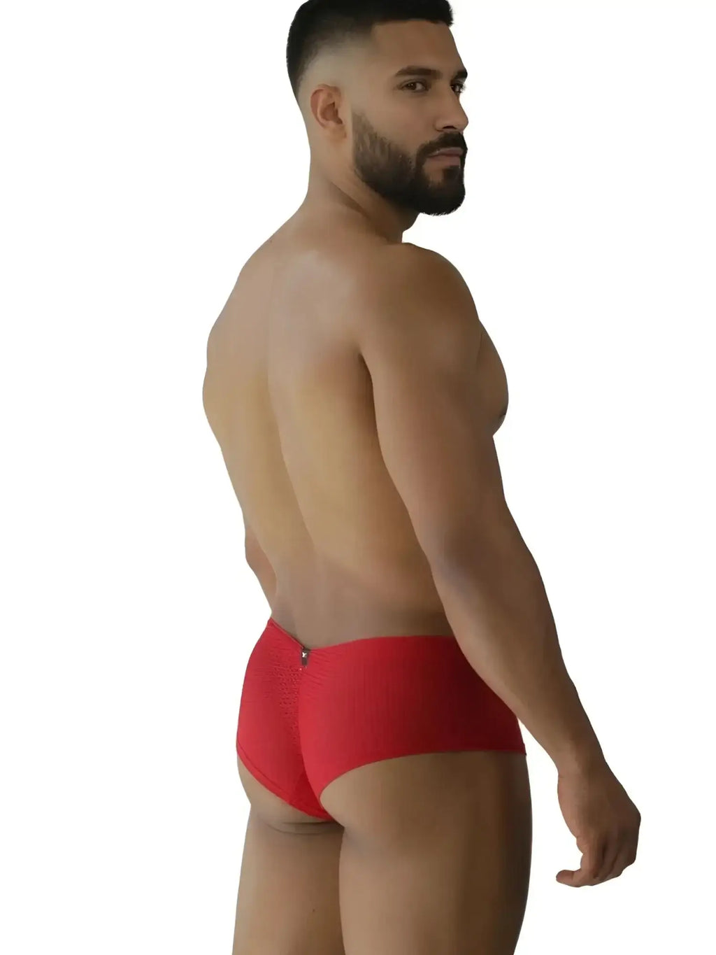 Xtremen 91269 microfiber mesh briefs in red, rear view on a male model.