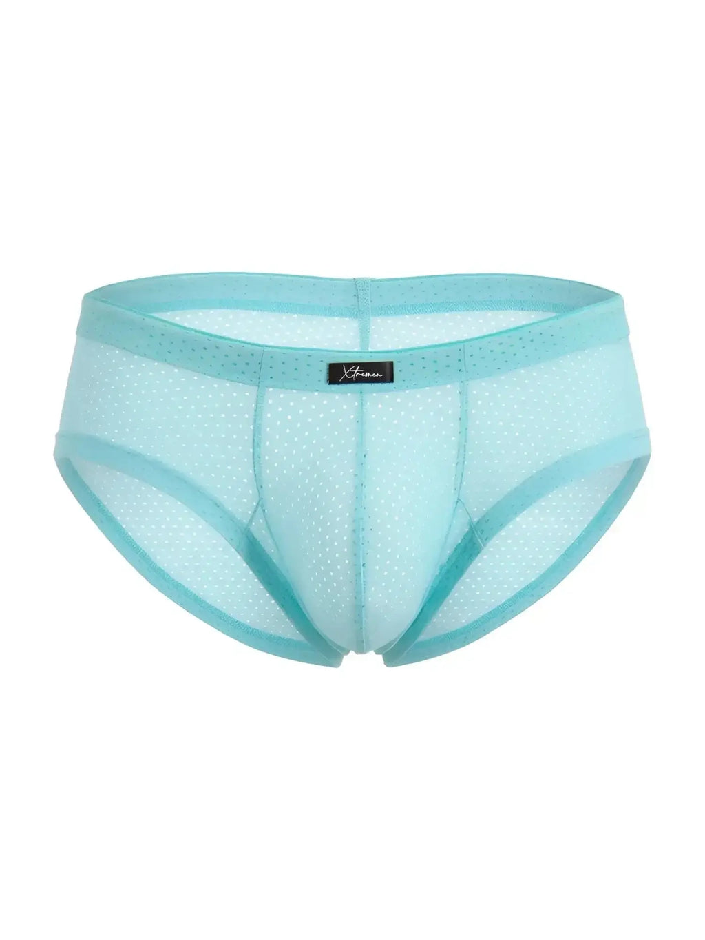 Front view of Xtremen 91269 microfiber mesh briefs in seawater color.
