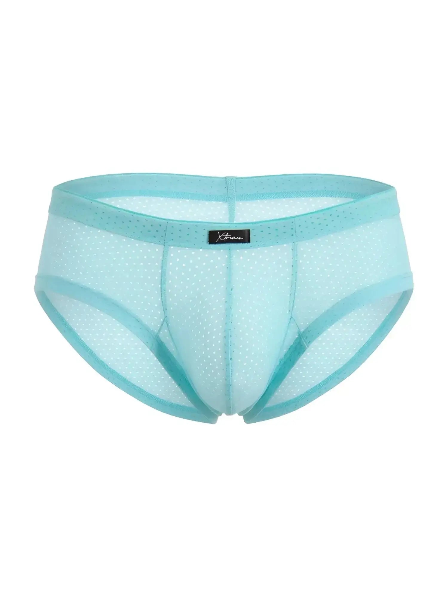 Front view of Xtremen 91269 microfiber mesh briefs in seawater color.