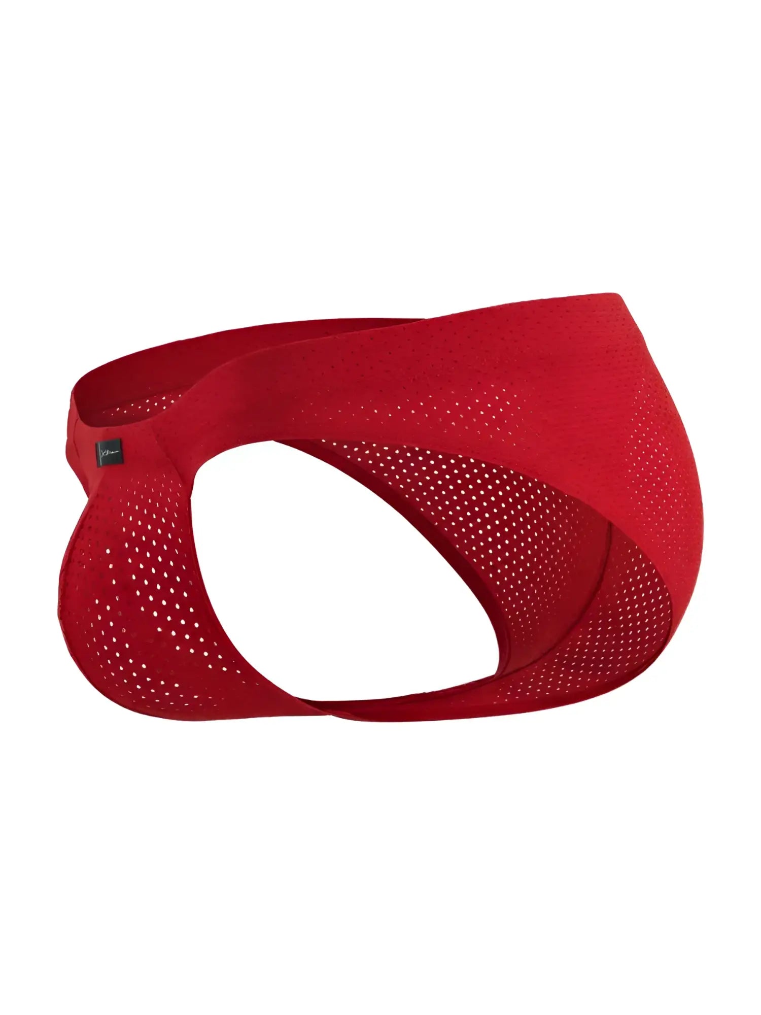 Xtremen 91270 Microfiber Mesh Briefs in red, side view of the mesh underwear.