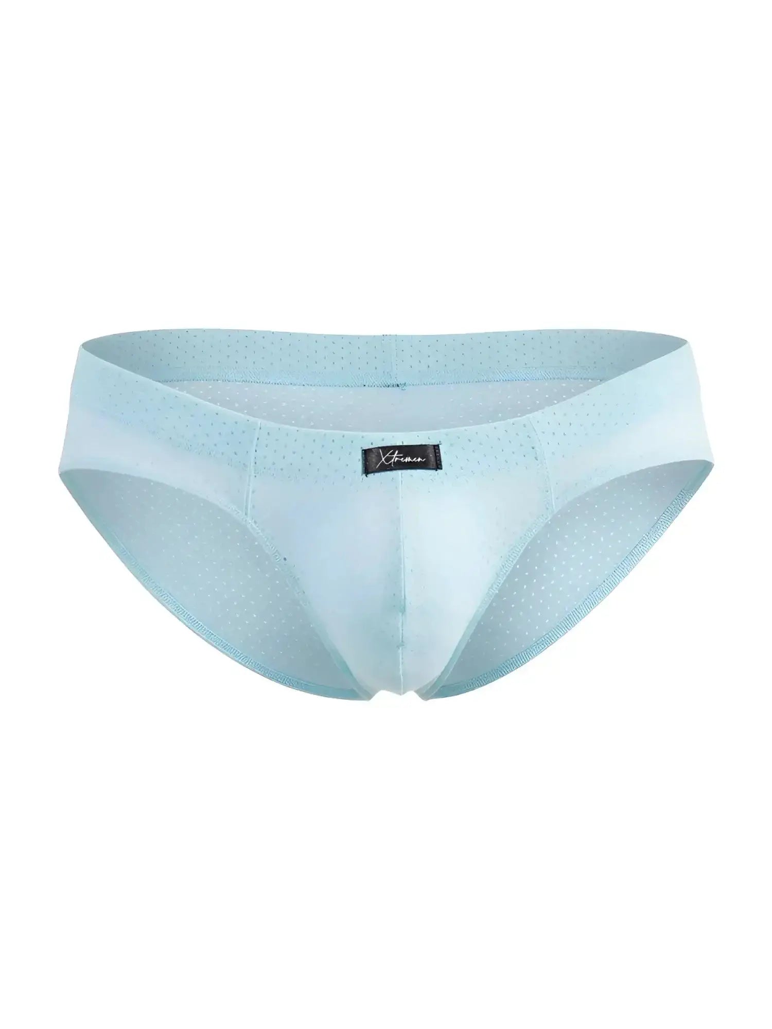 Front view of Xtremen 91270 Microfiber Mesh Briefs in seawater blue.