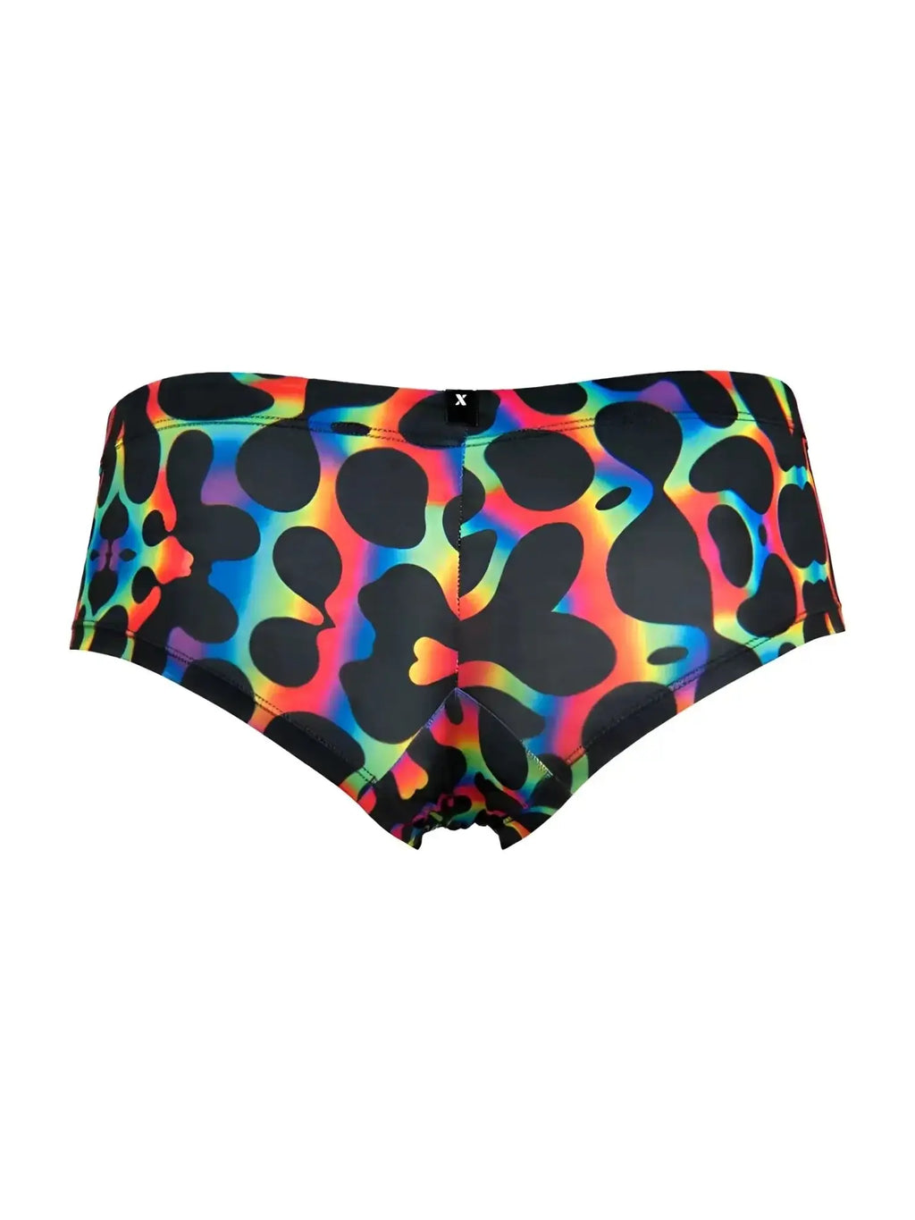 Xtremen 91283 microfiber briefs in mushroom color, back view showing rainbow print pattern.