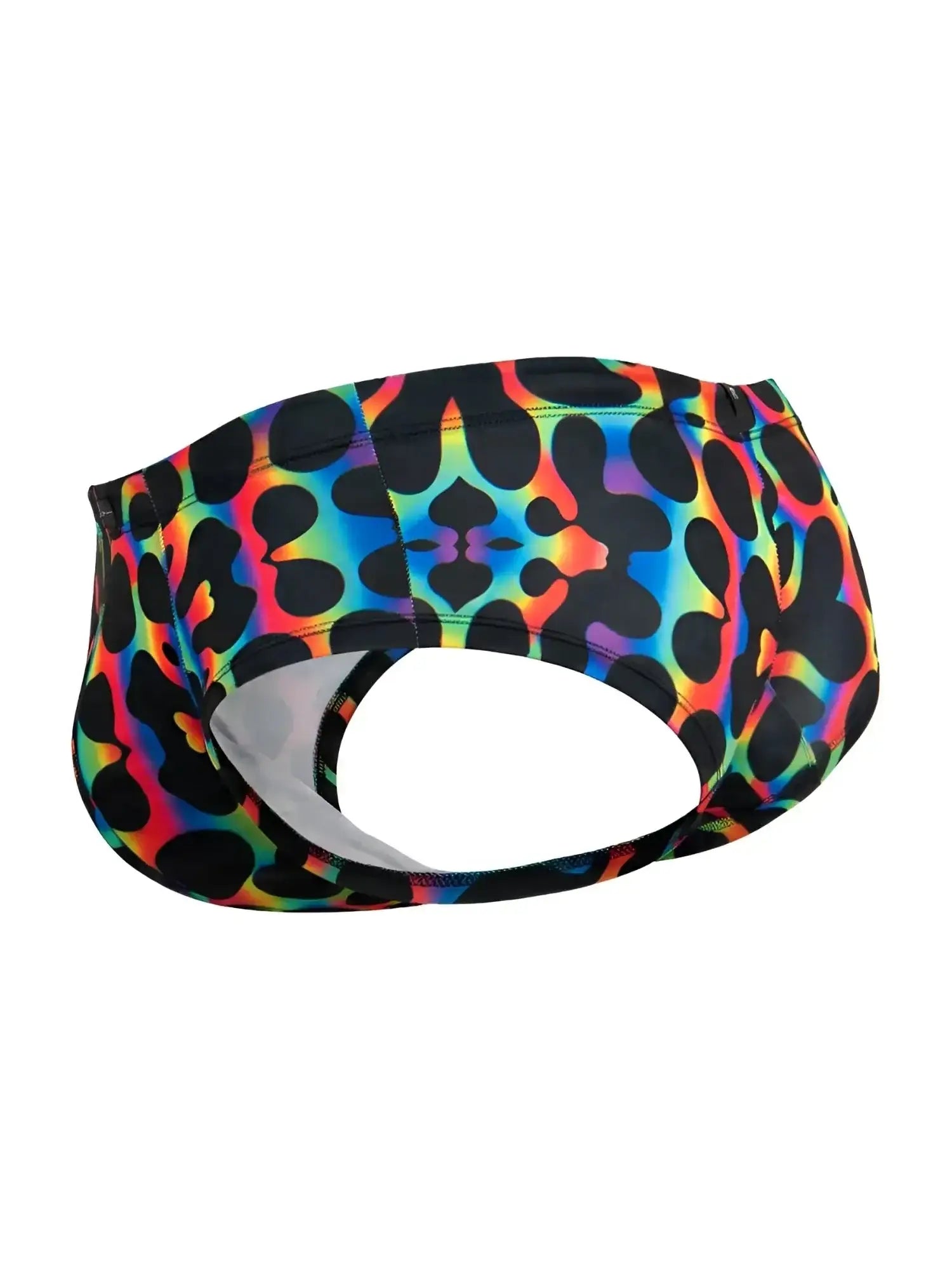 Xtremen 91283 rainbow microfiber briefs in Mushroom color, back view showing the print pattern.
