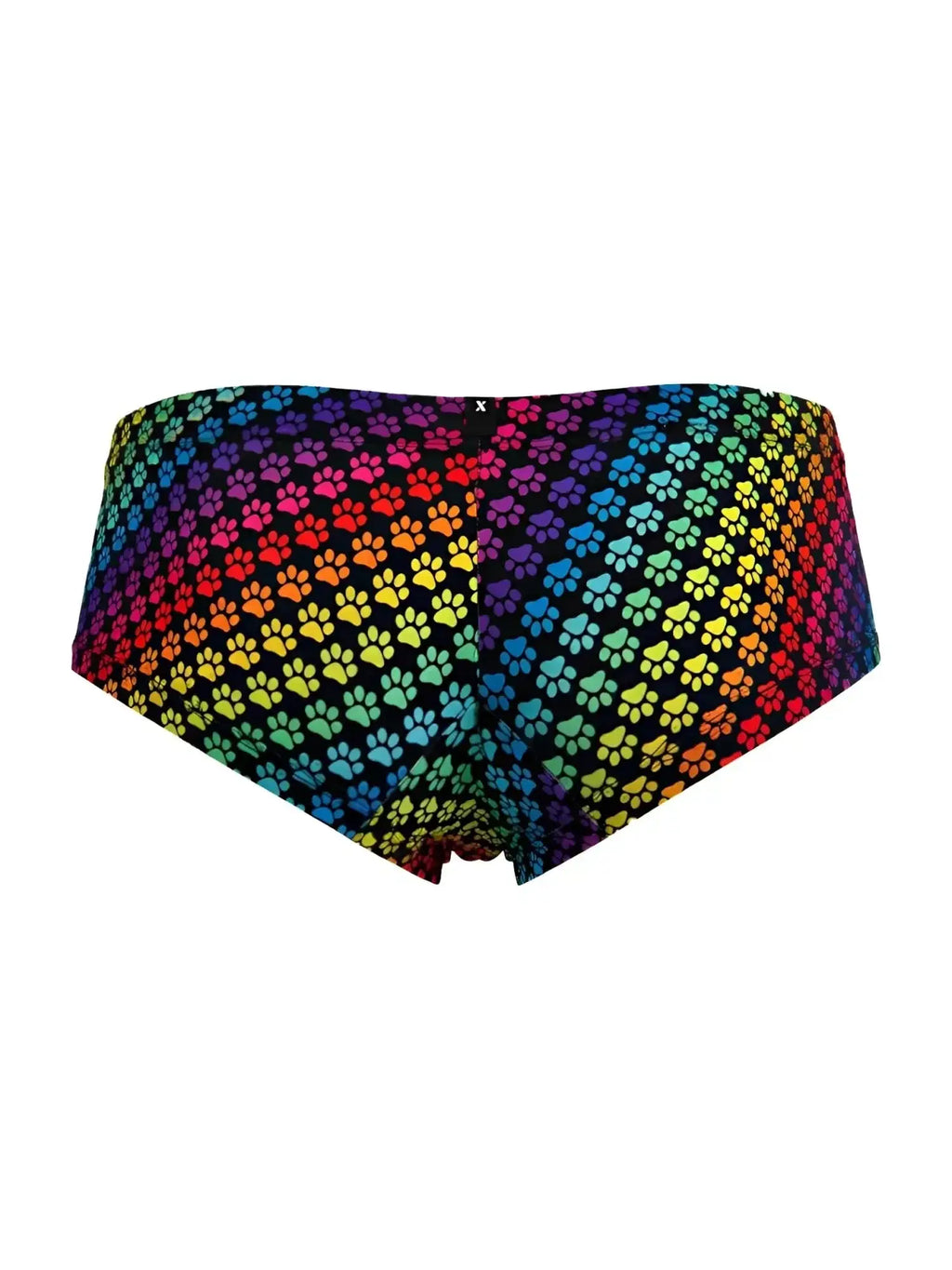 Xtremen 91283 rainbow paw print microfiber briefs, back view.