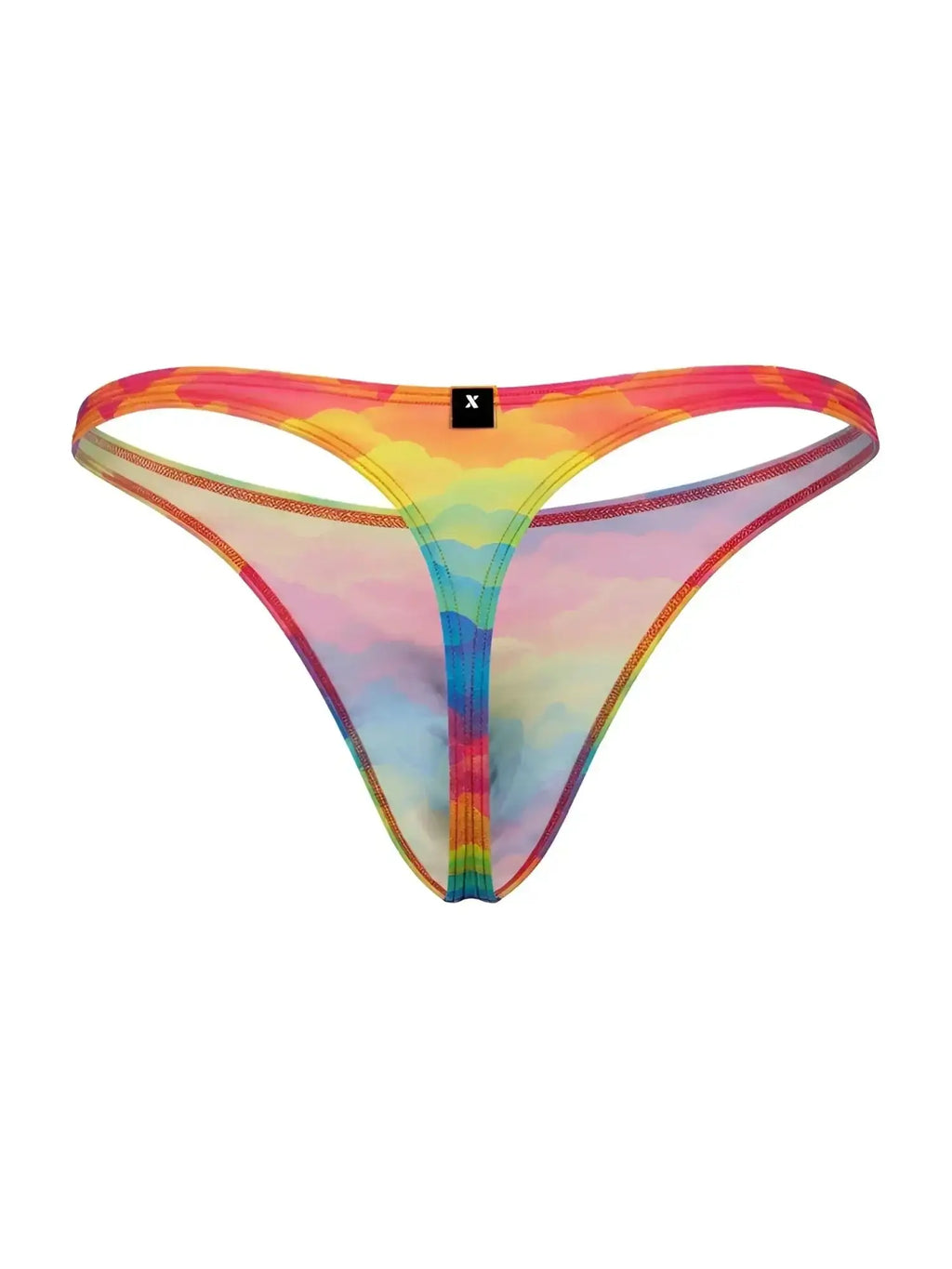 Front view of Xtremen 91284 Printed Microfiber thong in Cloud color.