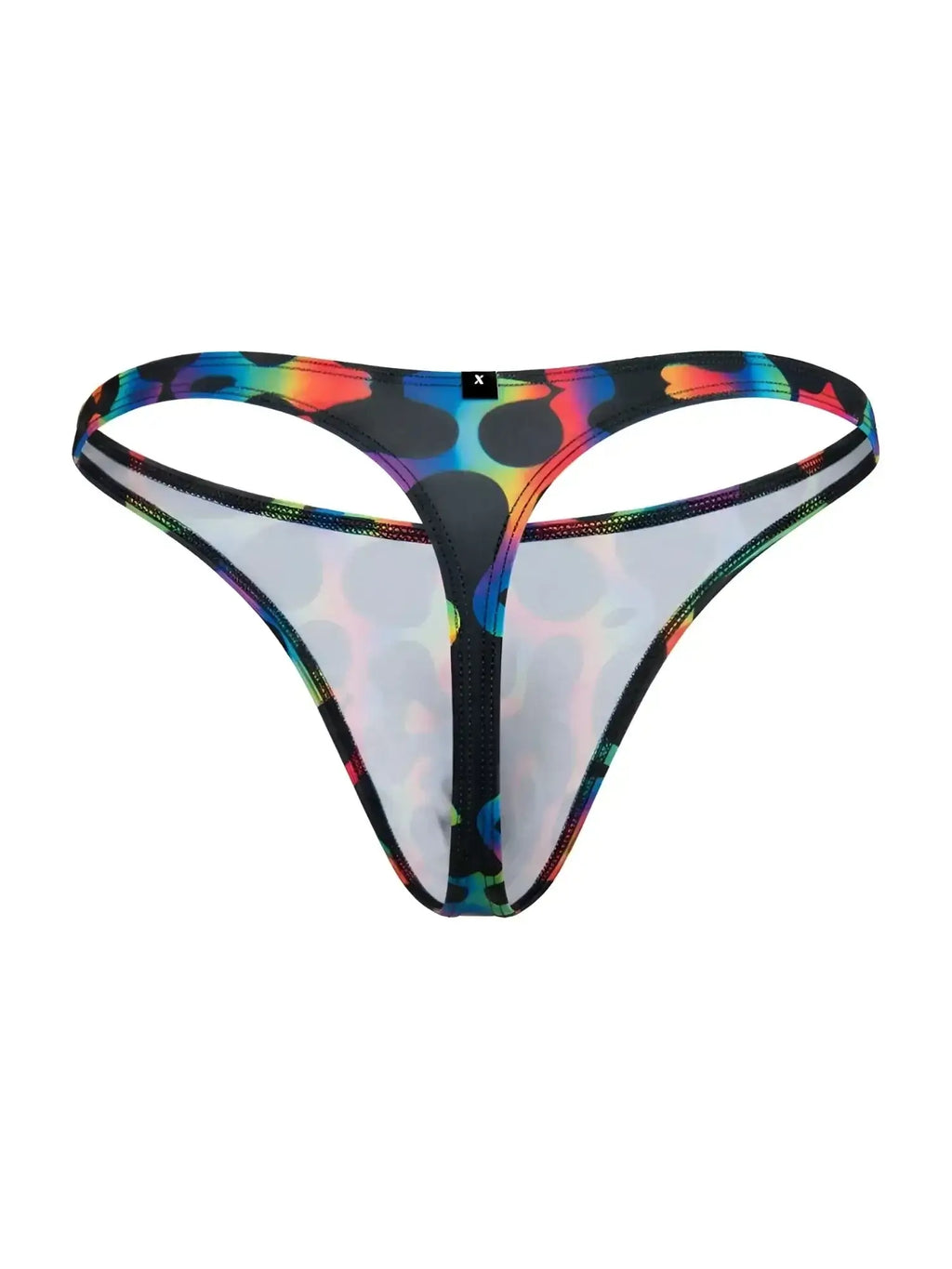 Front view of Xtremen 91284 printed microfiber thong in Mushroom color.