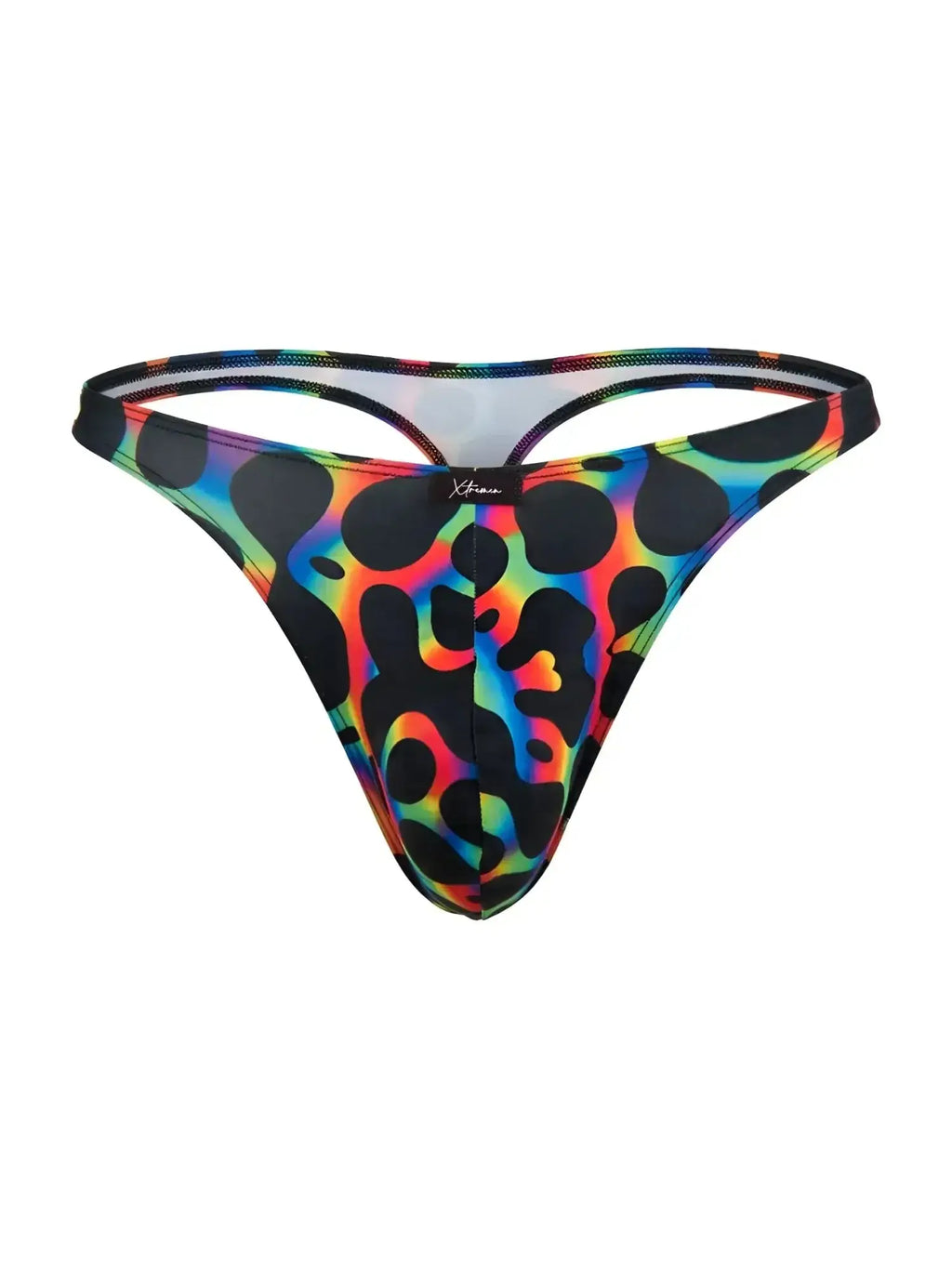 Front view of Xtremen 91284 printed microfiber thong in Mushroom color.
