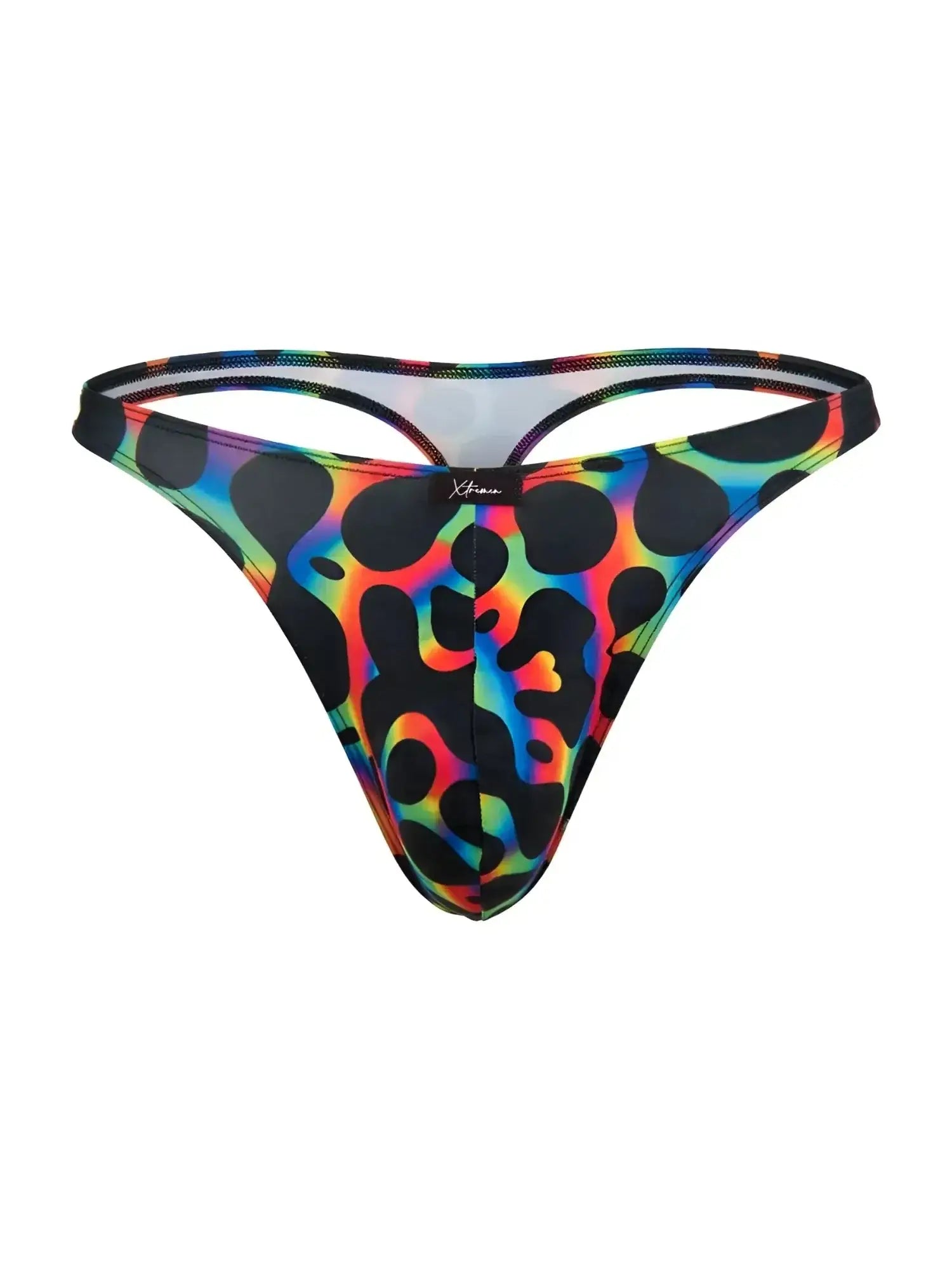Front view of Xtremen 91284 printed microfiber thong in Mushroom color.