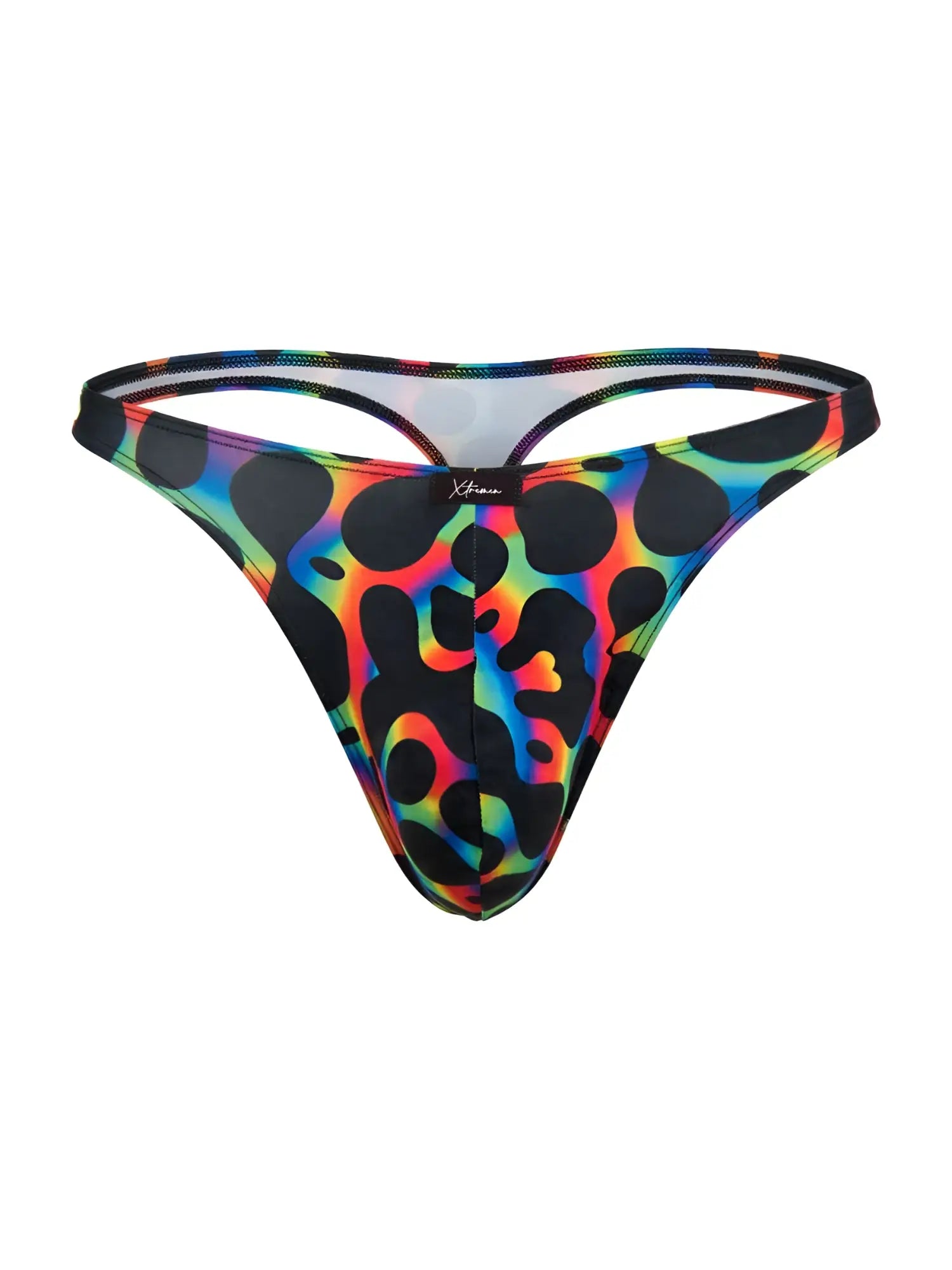 Front view of Xtremen 91284 printed microfiber thong in Mushroom color.