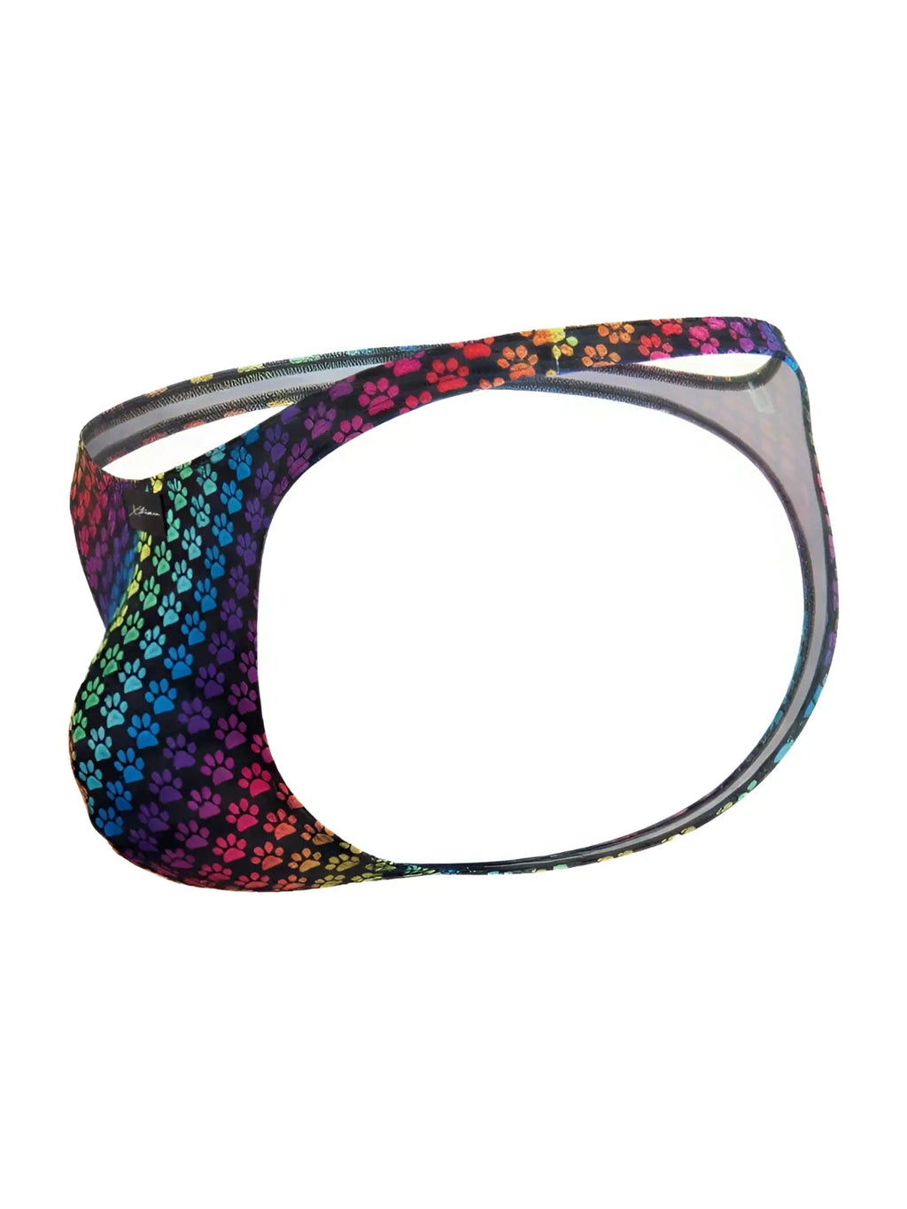 Xtremen 91284 Printed Microfiber Thong in Paw Print, studio side view.