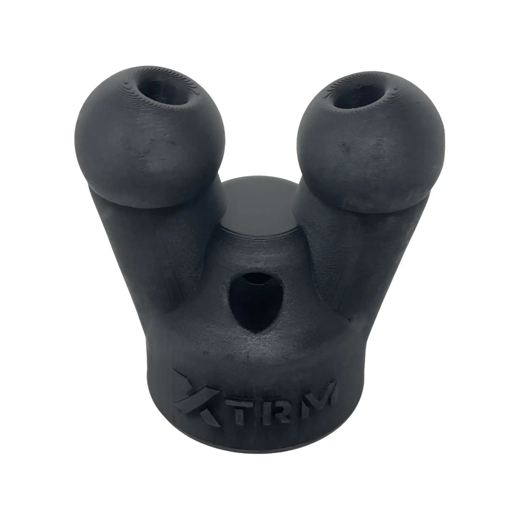Black 3d-printed dual-bubble water pipe with matte finish and engraved xtrm branding from xtrm snffr double small series