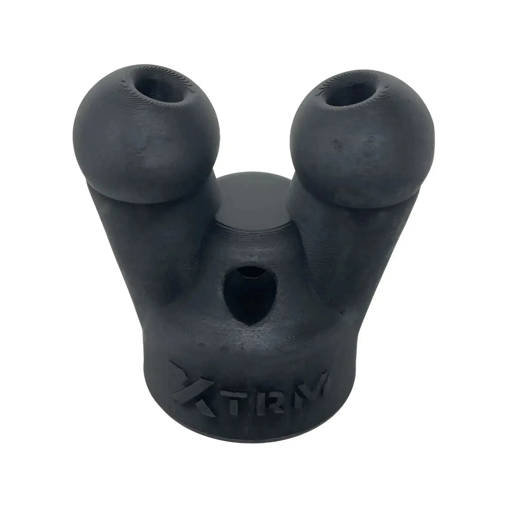 Black 3d-printed dual-bubble water pipe with matte finish and engraved xtrm branding from xtrm snffr double small series
