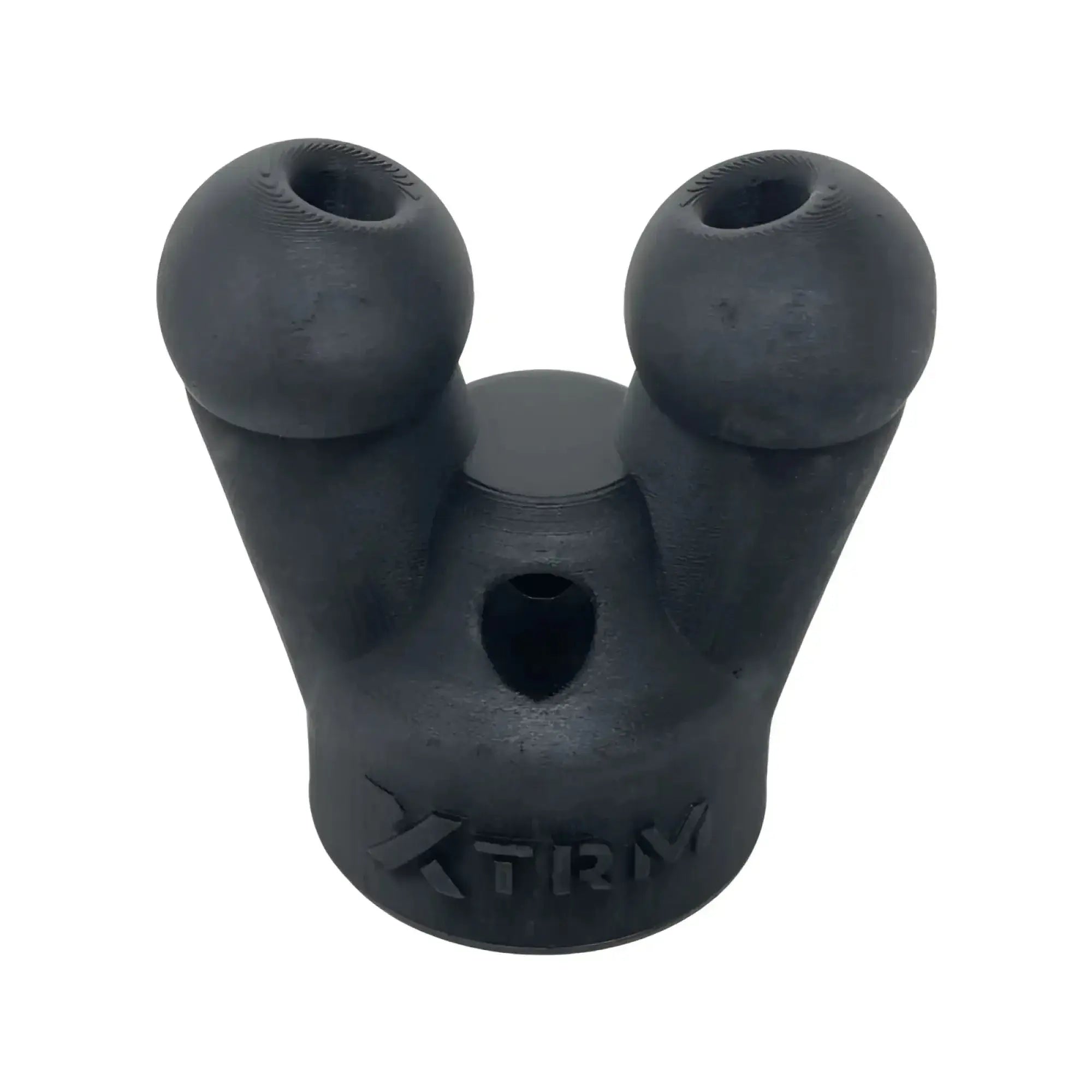 Black 3d-printed dual-bubble water pipe with matte finish and engraved xtrm branding from xtrm snffr double small series