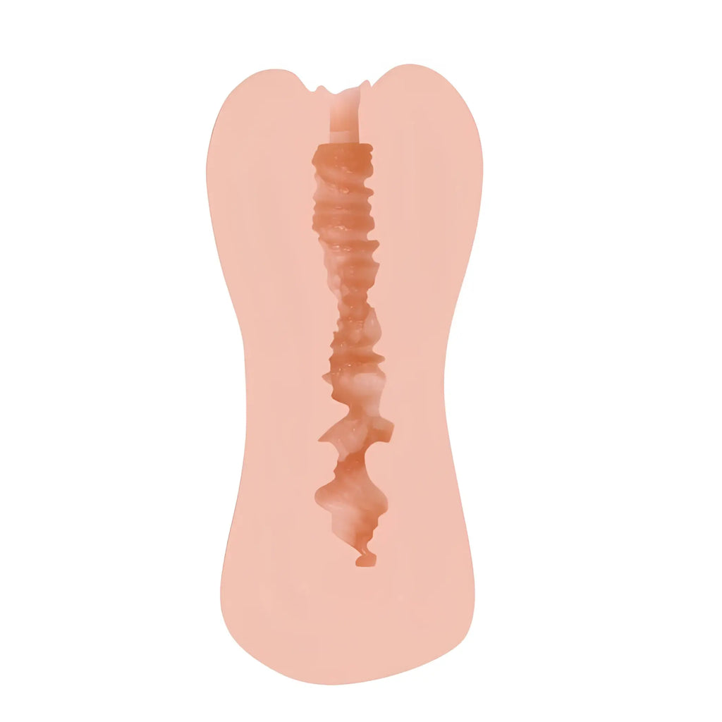 Pink silicone anal plug with textured ridged interior from yuira faleno star hole kusunoki elisa real hole masturbator