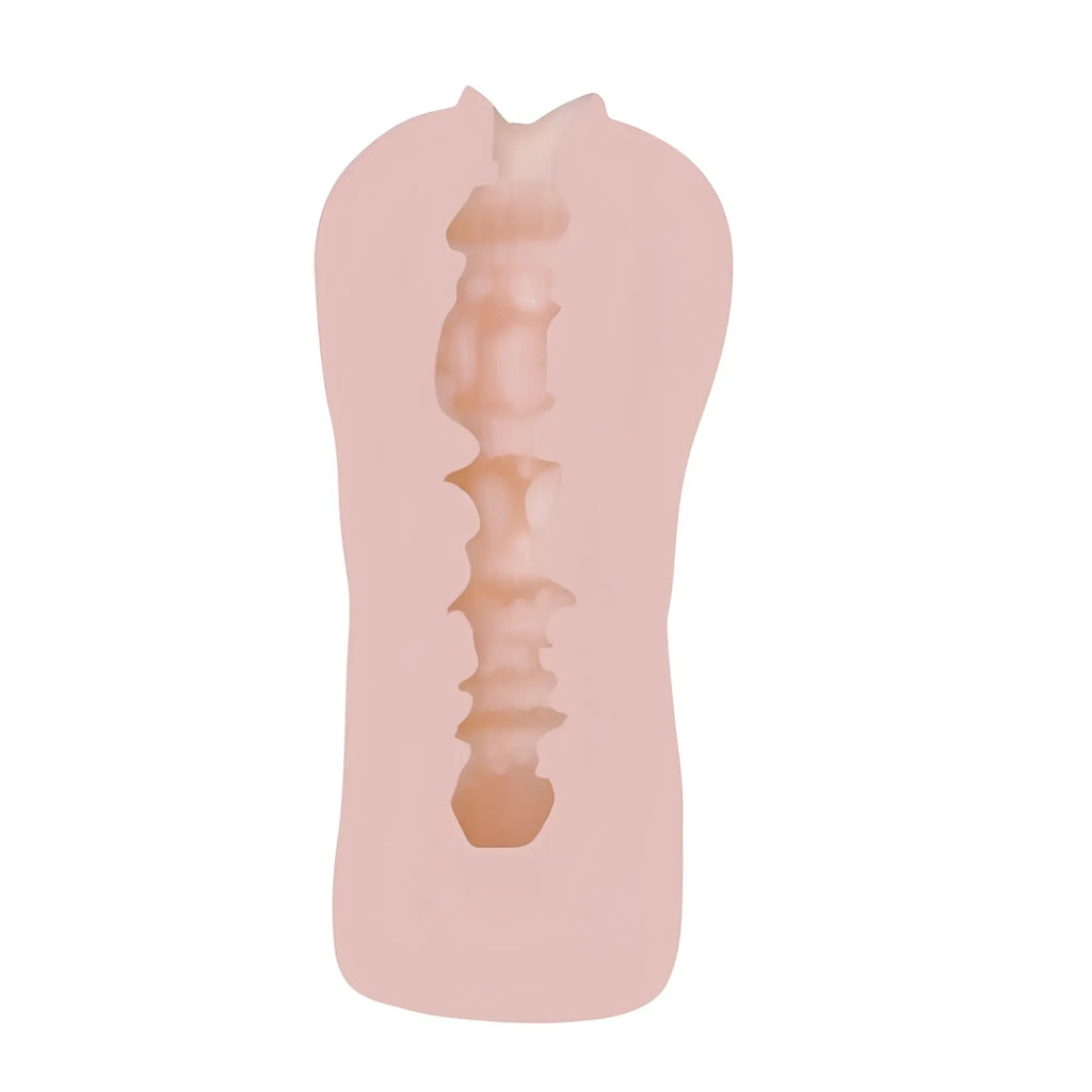 Pink silicone anal plug with textured segmented interior in Yuira faleno star hole mami zenba real hole masturbator
