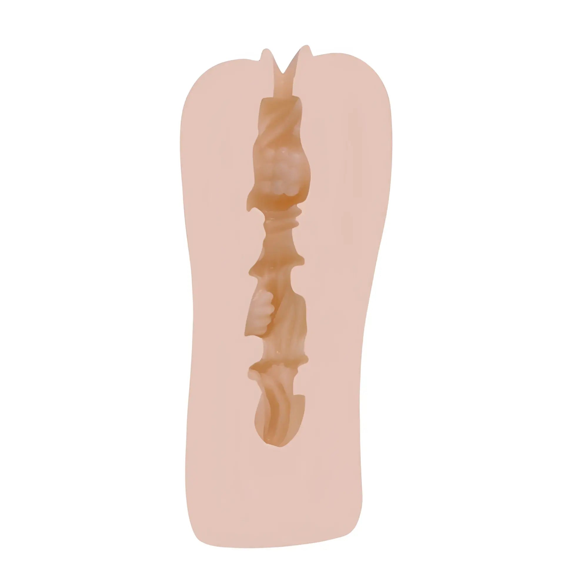 Beige silicone anal plug with textured segmented design in yuira faleno star hole yuko ono real hole masturbator