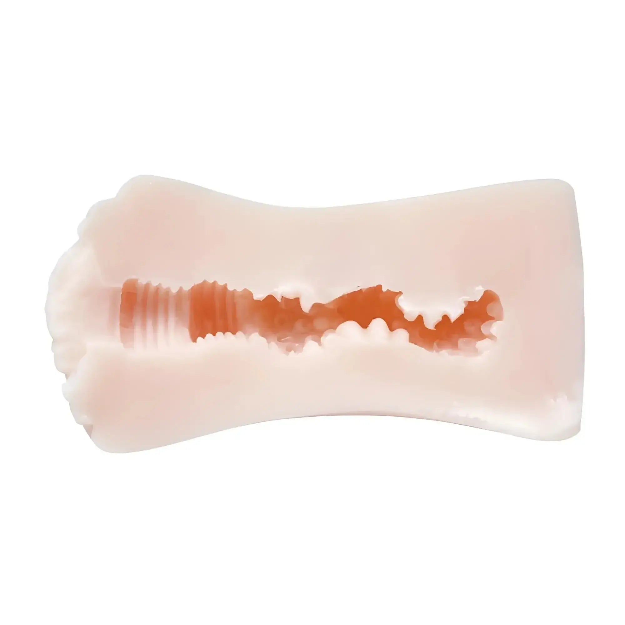 Pink silicone anal plug with textured ridged interior in yuira kmp hall aya onami real hole masturbator with lotion
