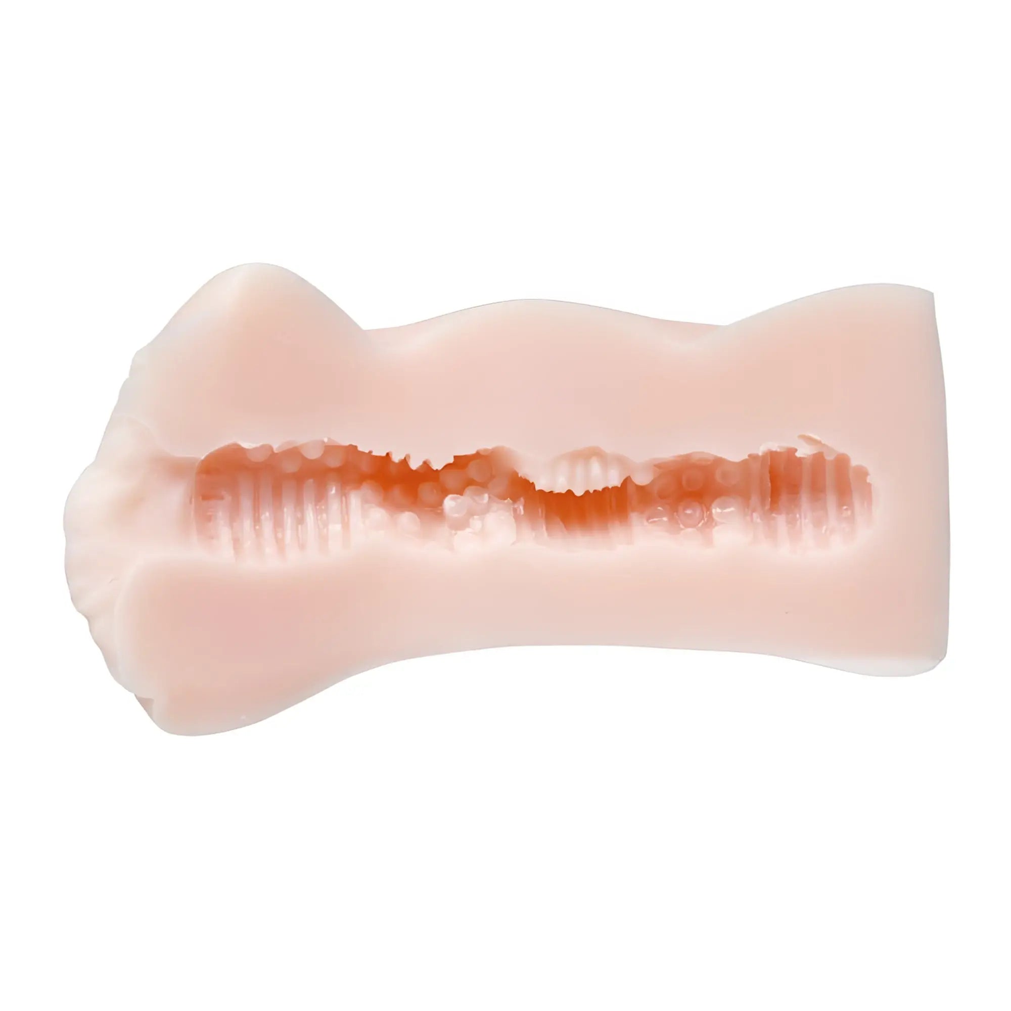 Pink silicone anal plug with textured ridged interior from yuira kmp hall waka misono real hole masturbator with lotion