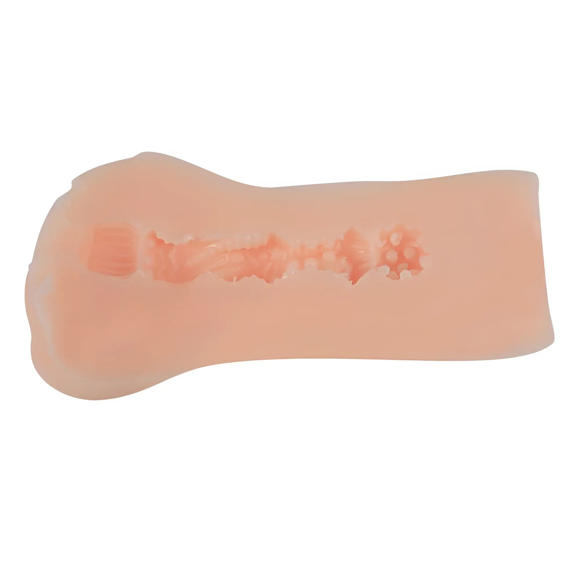 Peach-colored silicone yuira kmp premium hall dx aoi kururugi real hole masturbator with textured molded design