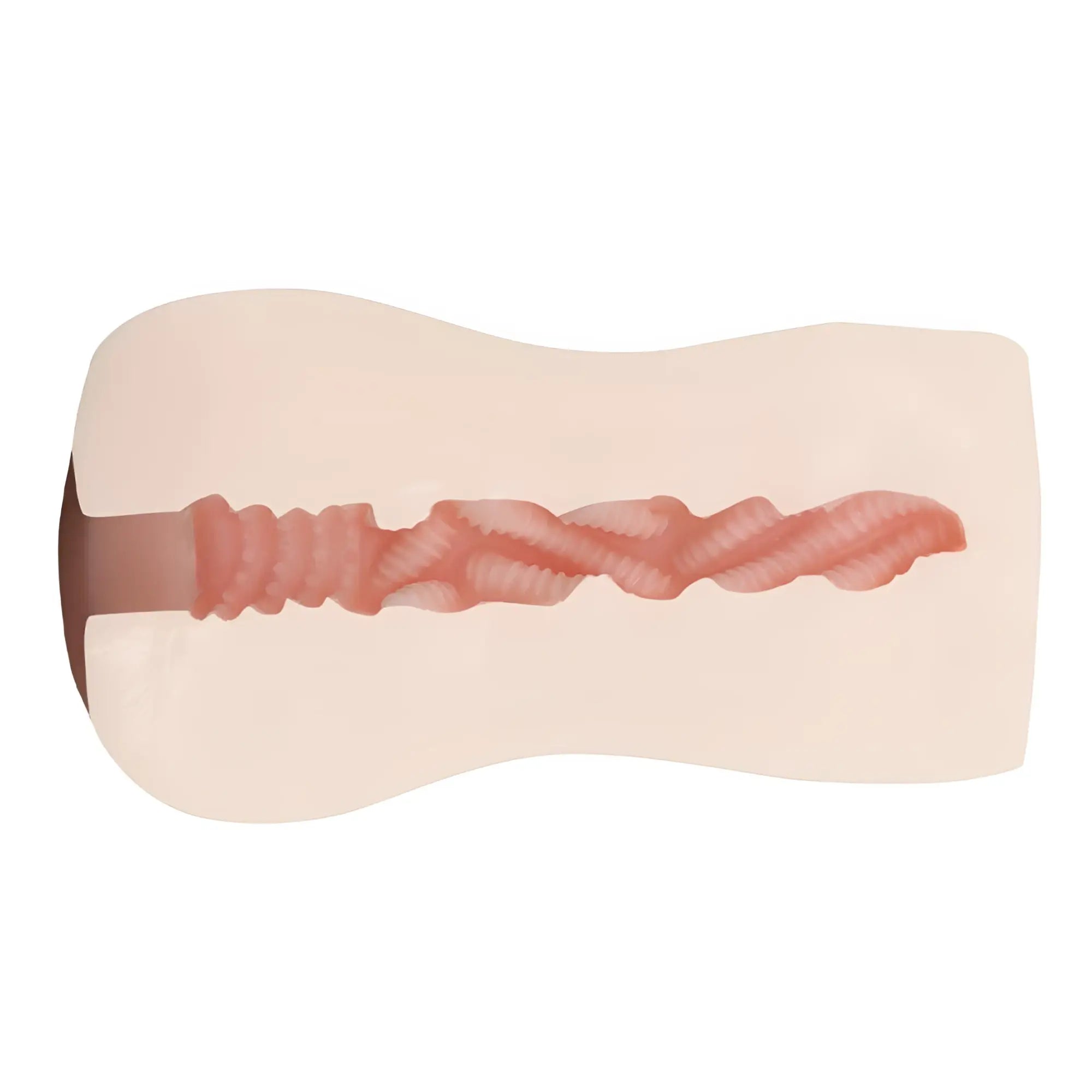 Pink silicone cock ring with textured twisted design from yuira mankitsuchu zorihida real hole masturbator
