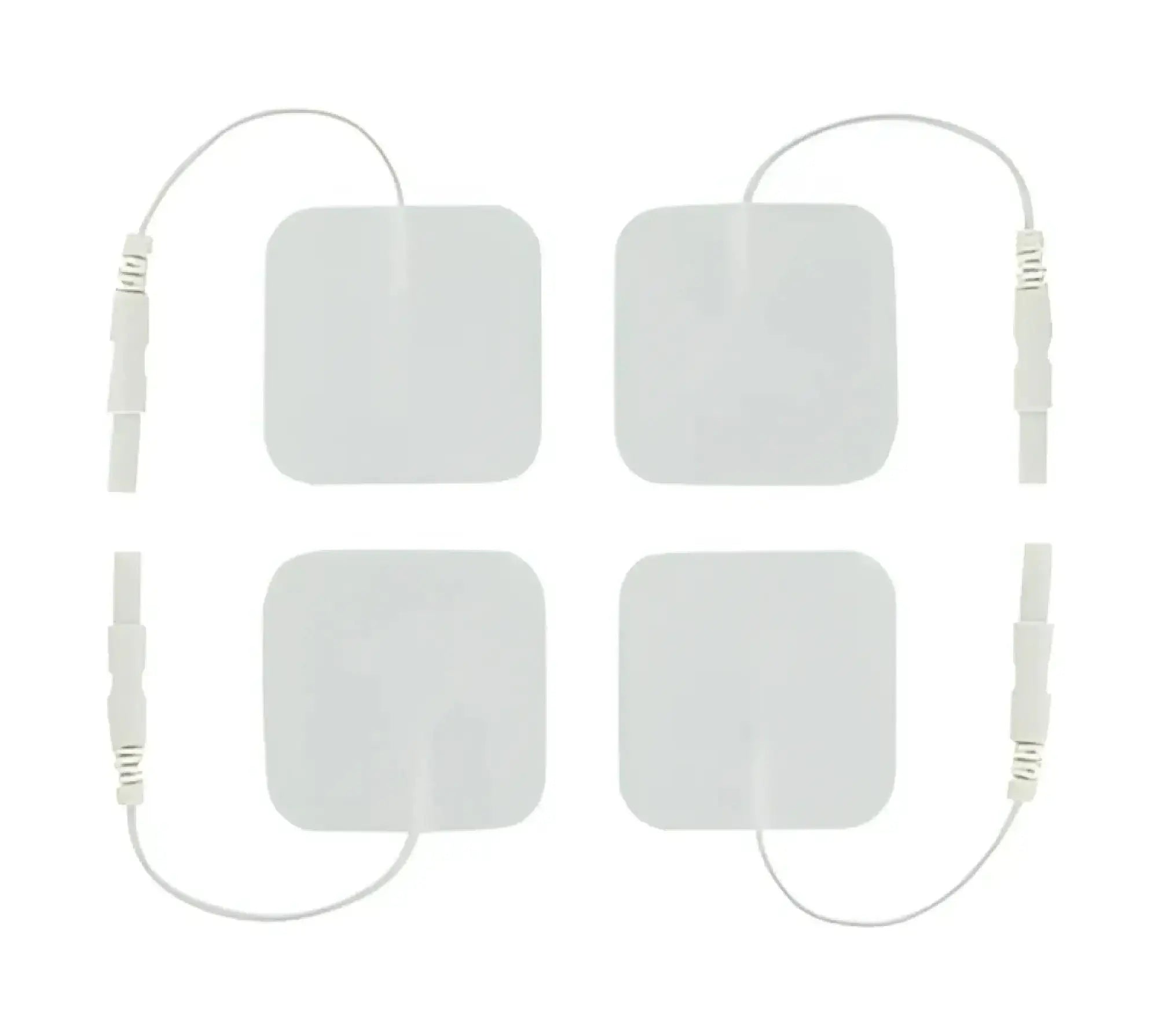 Zeus electro pads 4 pk white square adhesive electrode pads with thin white wires and connectors for tensing use