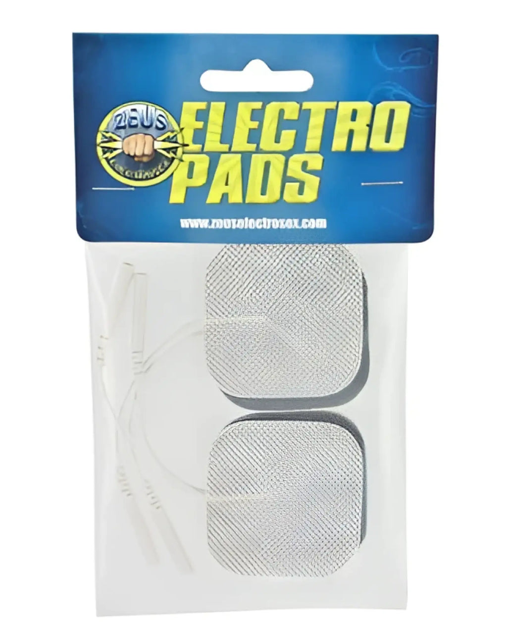 Silver-gray square electrotherapy pads with textured surface and white adhesive strips for zeus zeus electro pads 4 pk