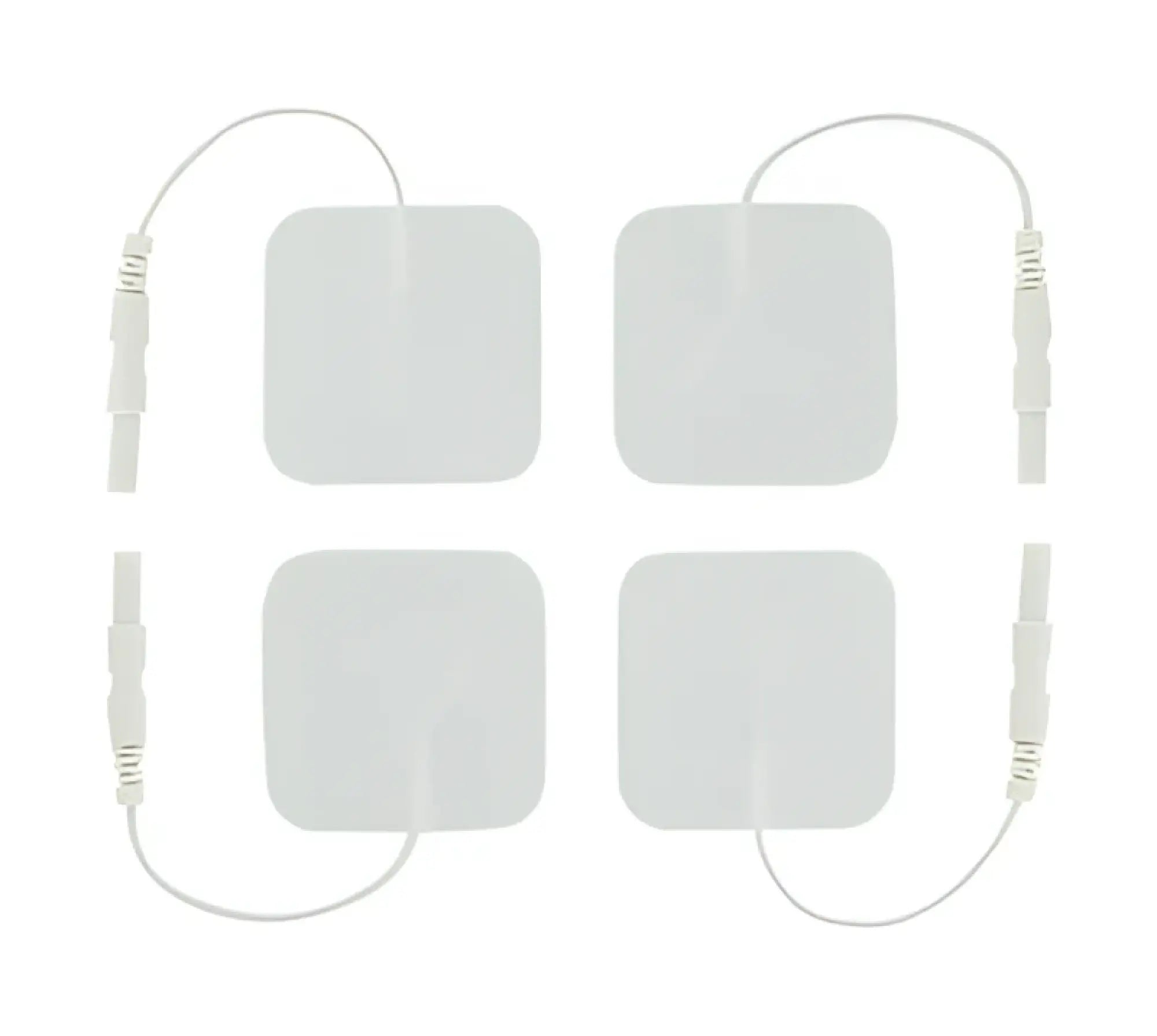 Zeus electro pads 4 pk white square adhesive electrode pads with thin white wires and connectors for tensing use