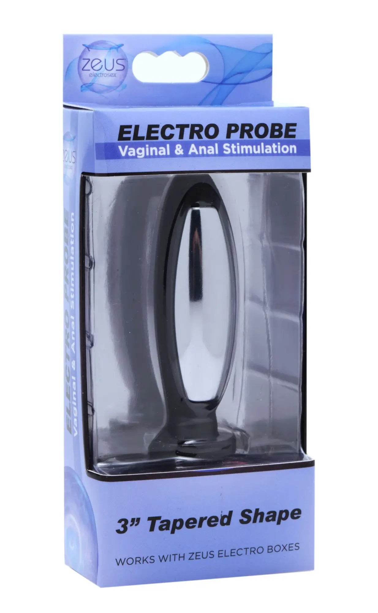 Black and silver Zeus Zeus Electro Torpedo Plug small electro probe with tapered shape for vaginal and anal stimulation