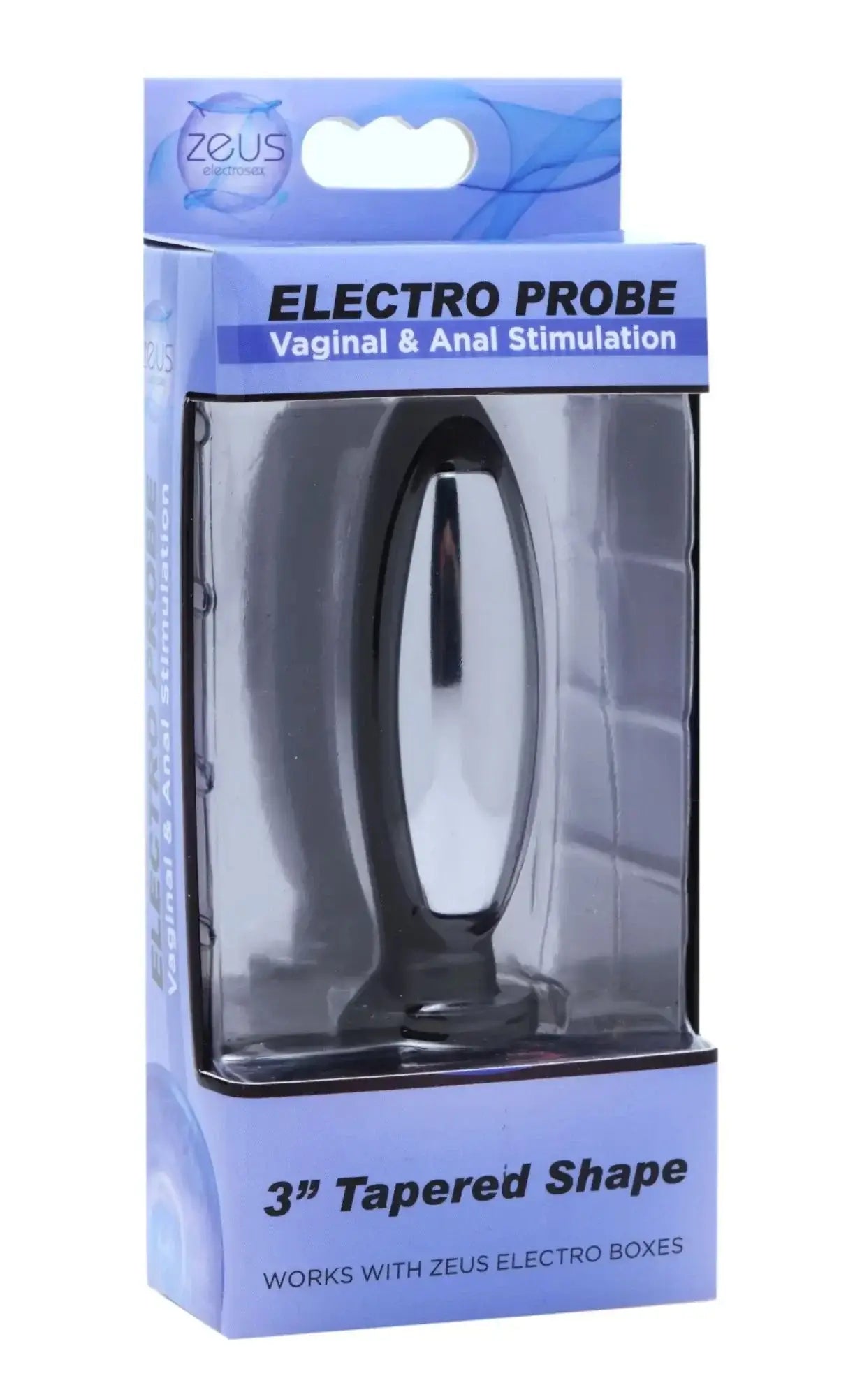 Black and silver Zeus Zeus Electro Torpedo Plug small electro probe with tapered shape for vaginal and anal stimulation