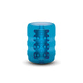 Translucent blue cylindrical massage roller with textured grip and circular indentations from ZOLO Zolo Backdoor Pocket Stroker