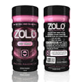 Pink and black zolo deep throat male stimulator cup with textured glossy finish for realistic pleasure use