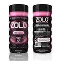 Pink and black zolo deep throat male stimulator cup with textured glossy finish for realistic pleasure use
