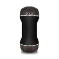 Black zolo zolo dp stroker personal care device with sleek faceted design and metallic silver accents