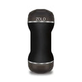 Black zolo zolo dp stroker personal care device with sleek faceted design and metallic silver accents